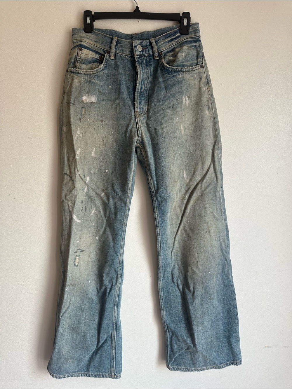 Acne studio Woman’s Distressed Blue Paint-Splatter Jeans